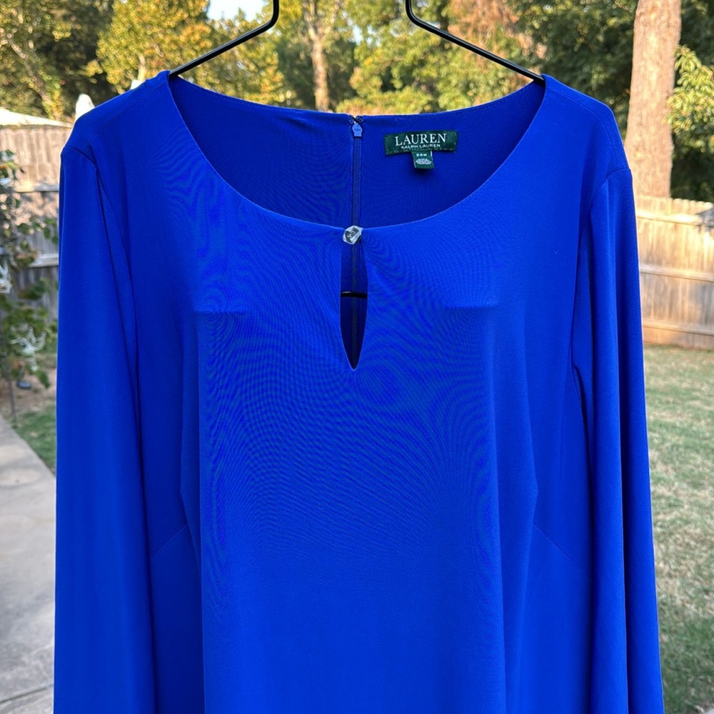 NWT Ralph Lauren Royal Blue Stretchy Knit 24w Dress w Pockets  $119